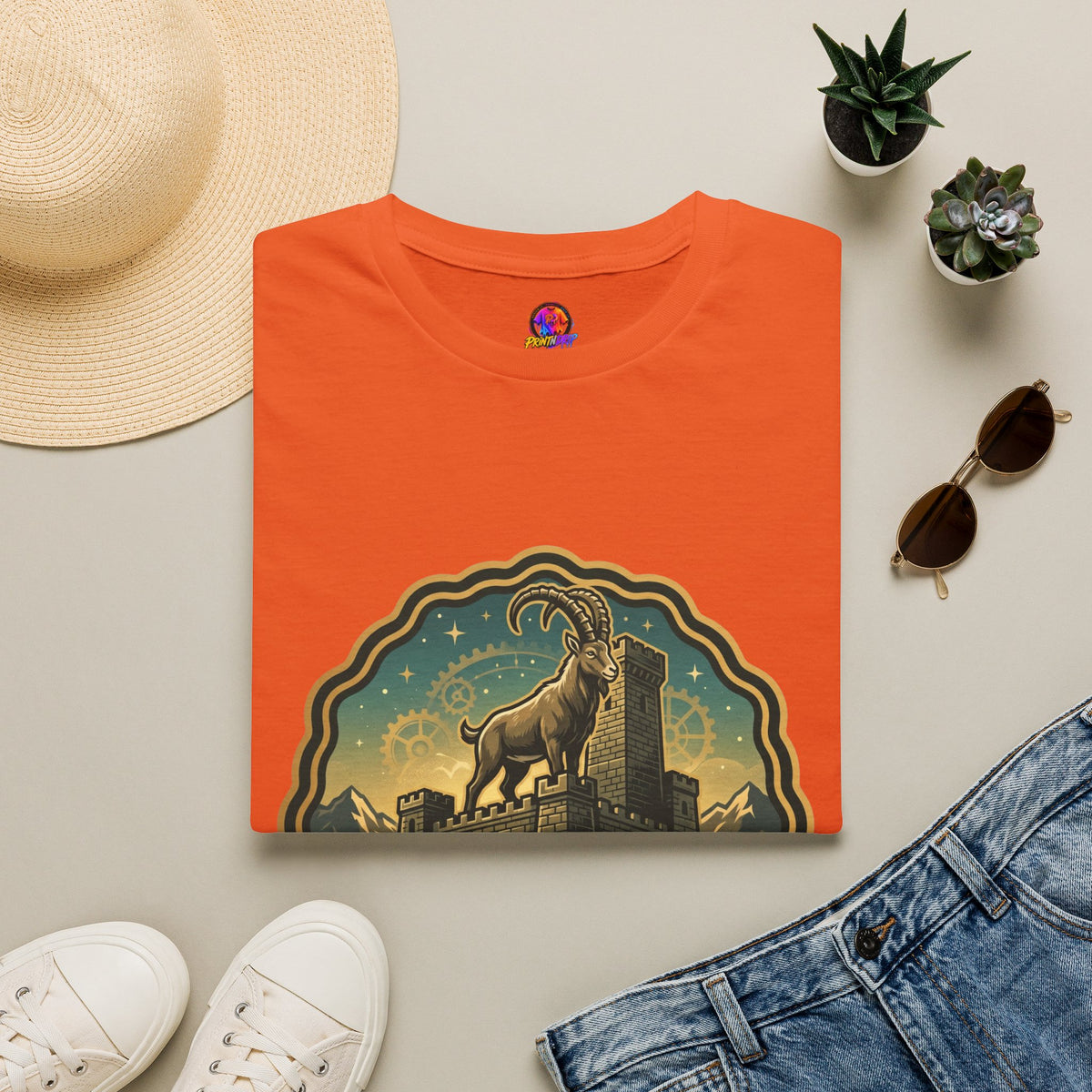 Silent Moves, Loud Results Goat Graphic Tee — Motivational Mountain Goat Shirt