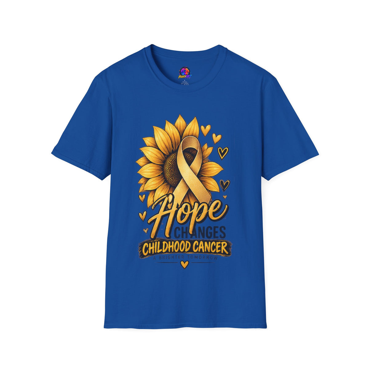 Childhood Cancer Awareness T-Shirt — "Hope Changes Lives" Sunflower Ribbon