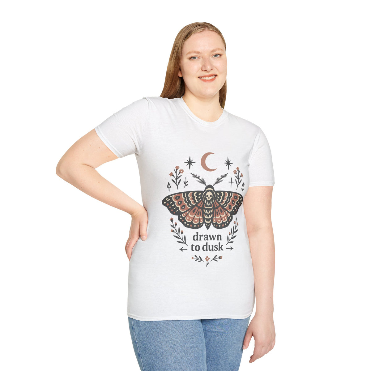 Mystic Moth T-Shirt — Crescent Moon & Floral Boho Graphic - Trending Now- August 2026