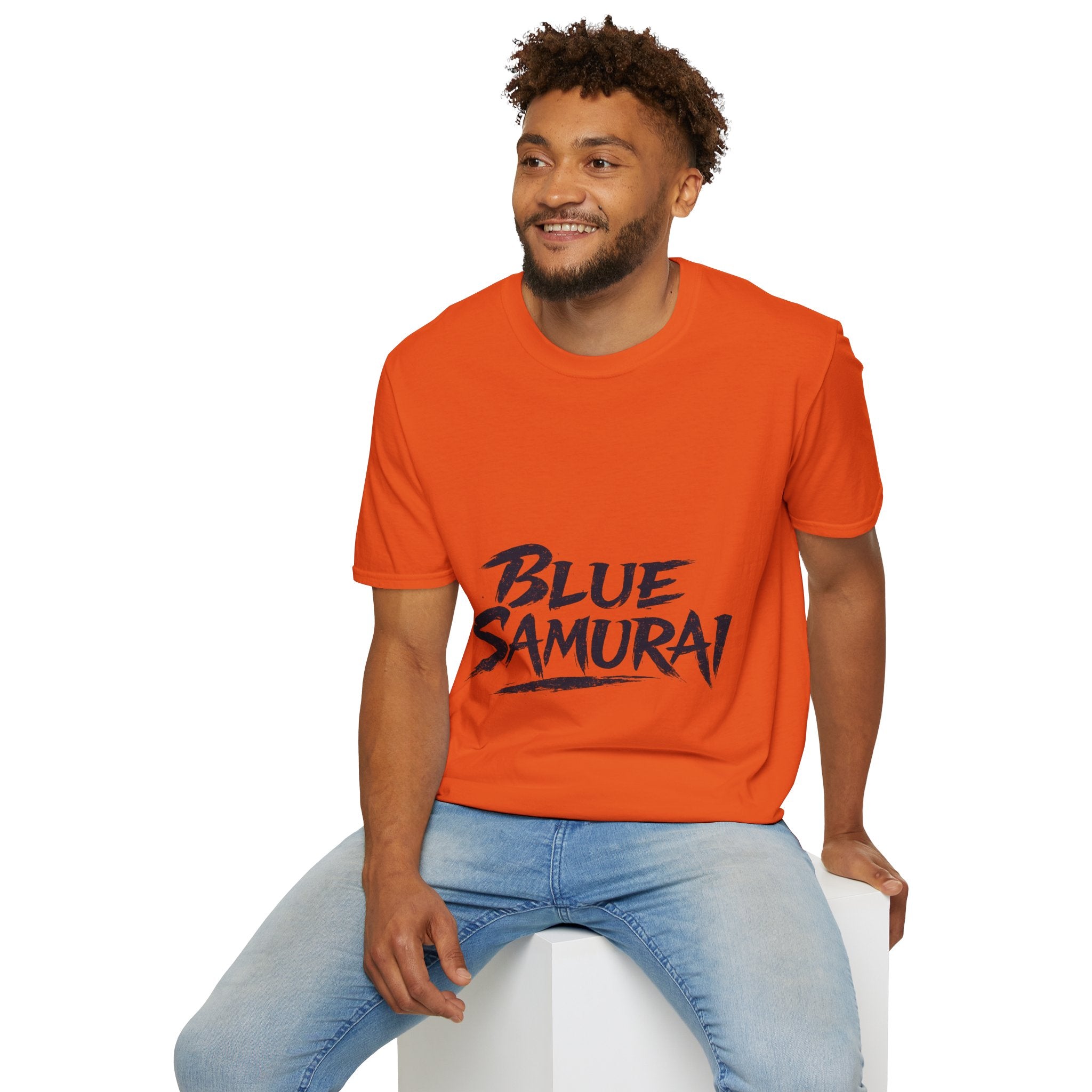 Japan Blue Samurai T-Shirt — Bold Brushstroke Graphic Tee