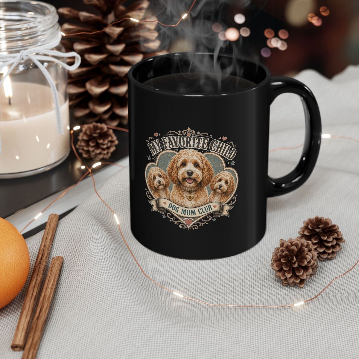 Milo Bailey Dog Mom Mug — “My Favorite Child: Dog Mom Club” Black Coffee Cup
