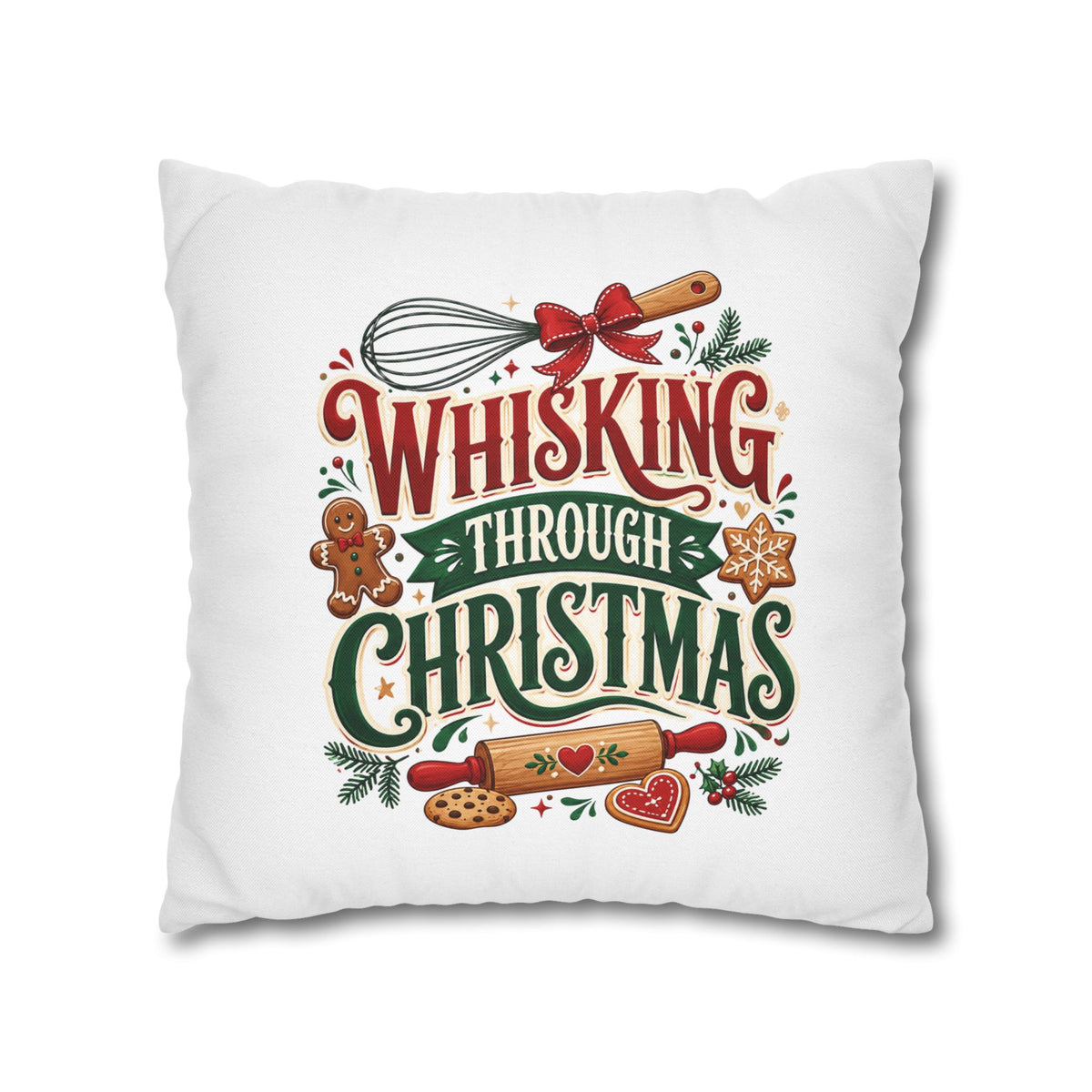 Christmas Whisking Through Christmas Spun Polyester Square Pillowcase