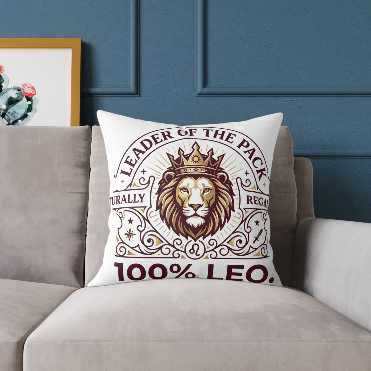 Leo Zodiac Leader Of The Pack Square Poly Canvas Pillow