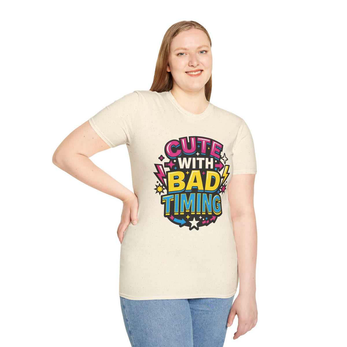 Cute But Bad Timing Graphic T-Shirt — Funny Retro Rainbow Tee - Trending Now - August 2026