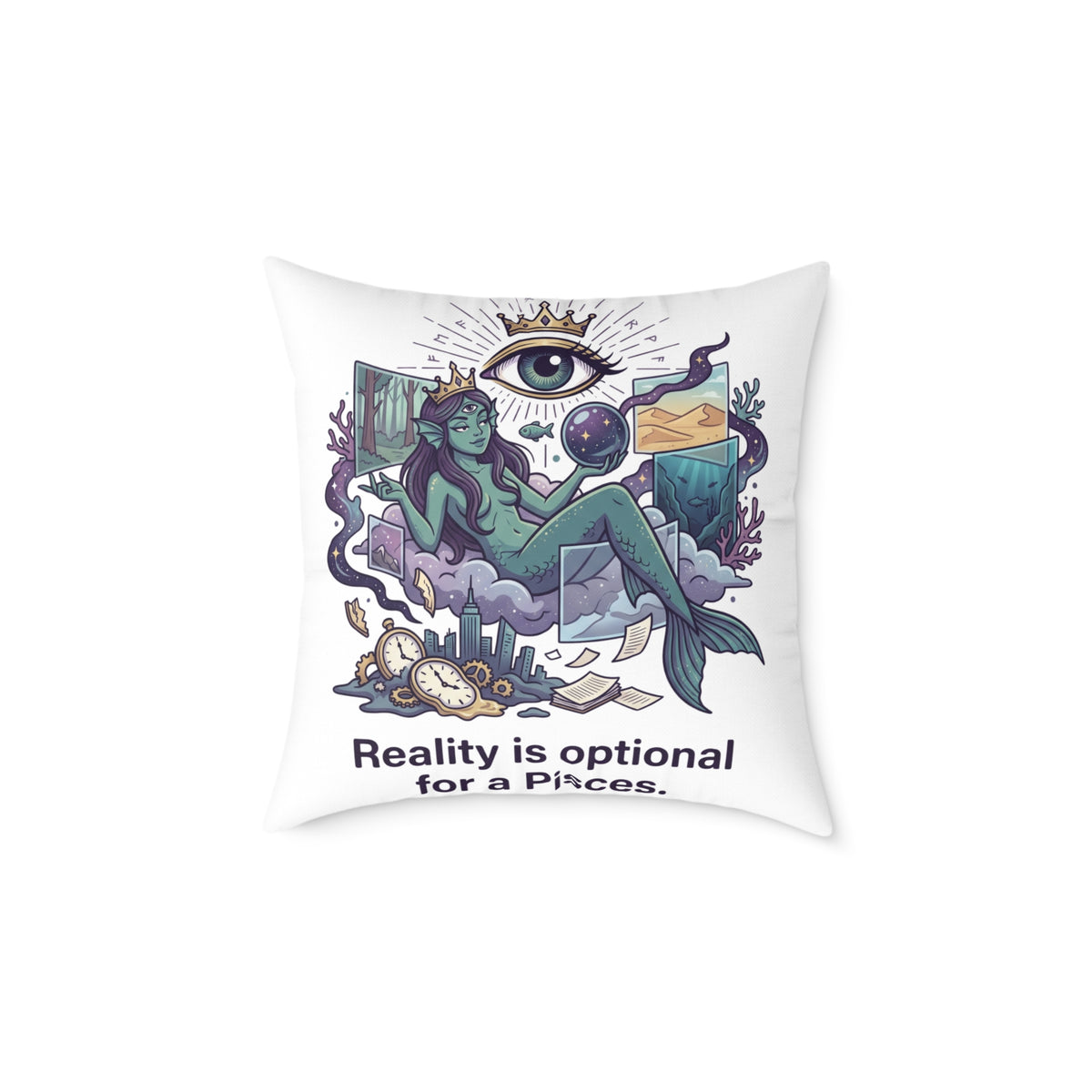 Pisces Zodiac Reality Is Optional Square Poly Canvas Pillow