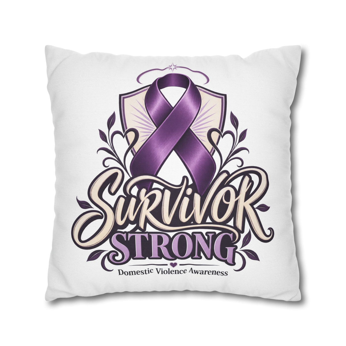 Survivor Strong Domestic Violence Awareness Square Pillowcase