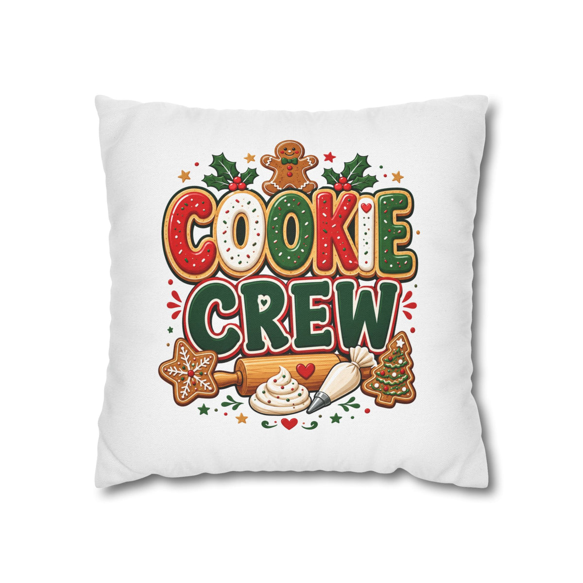 Christmas Cookie Crew Holiday Pillow — Festive Baking Christmas Throw Pillowcase