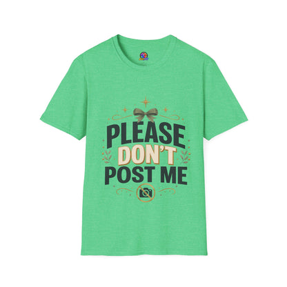 T-Shirt — Please Don’t Post Me Graphic Tee (Cute Bow, Social Media Humor)