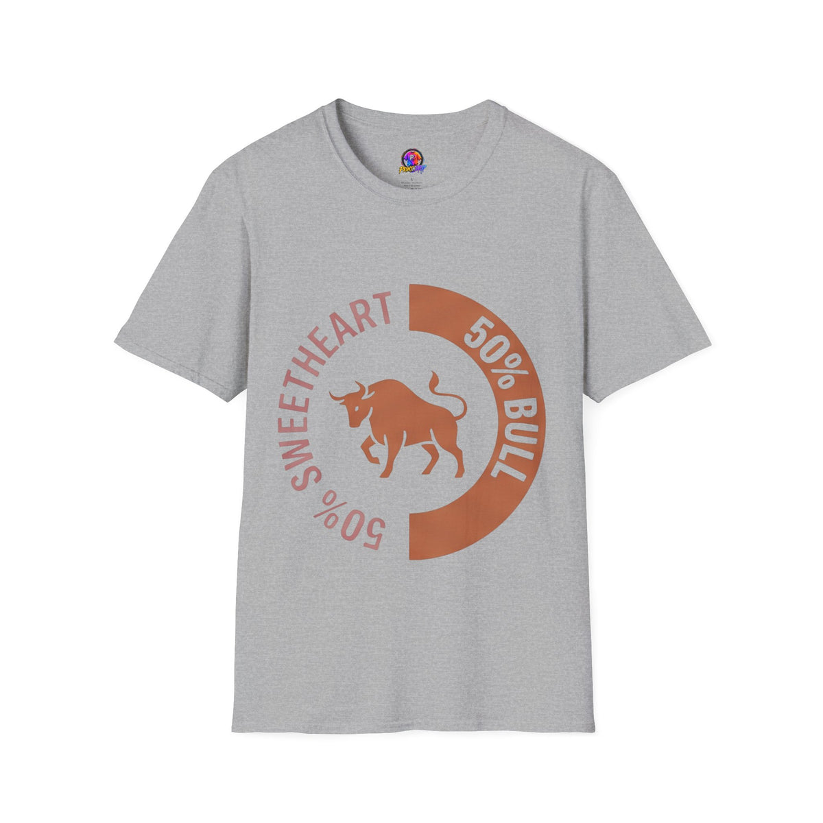 Bull Percentage Graphic T-Shirt — "50% Bull, 50% Sweetheart" Casual Tee