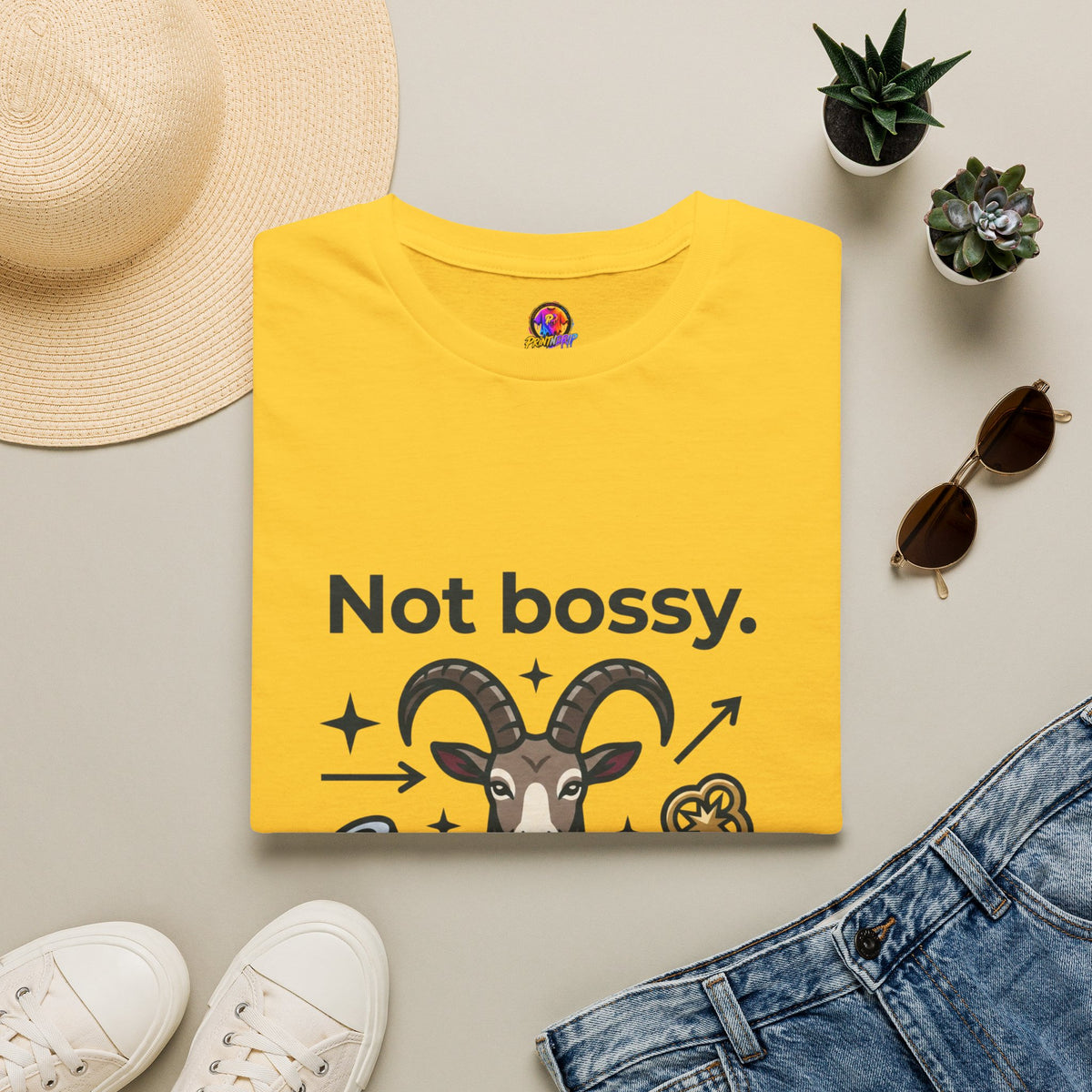 Capricorn T-Shirt — "Not Bossy, Just the Boss" Zodiac Goat Tee
