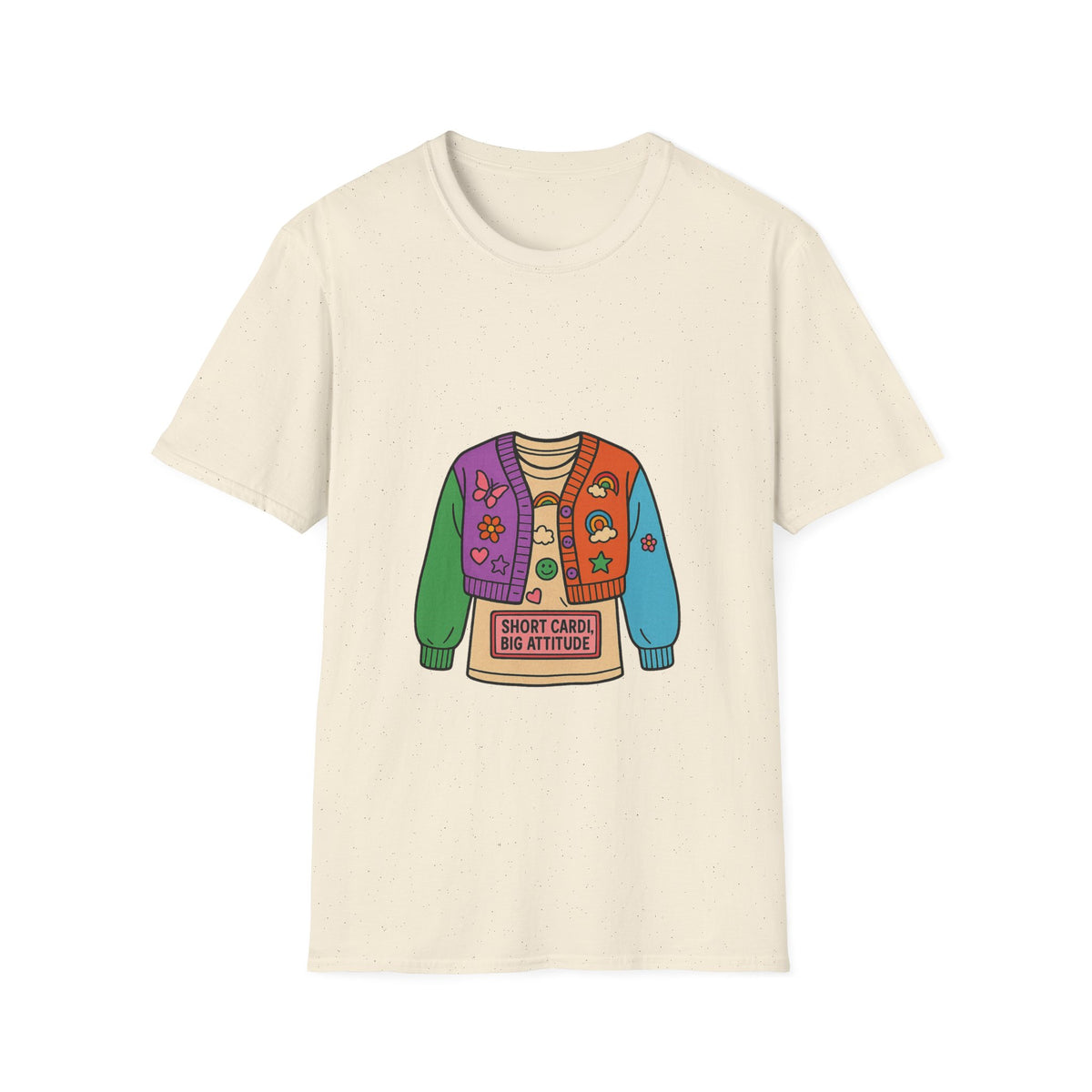 Colorful Patchwork Sweater Illustration T-Shirt - Trending Now - October 2026
