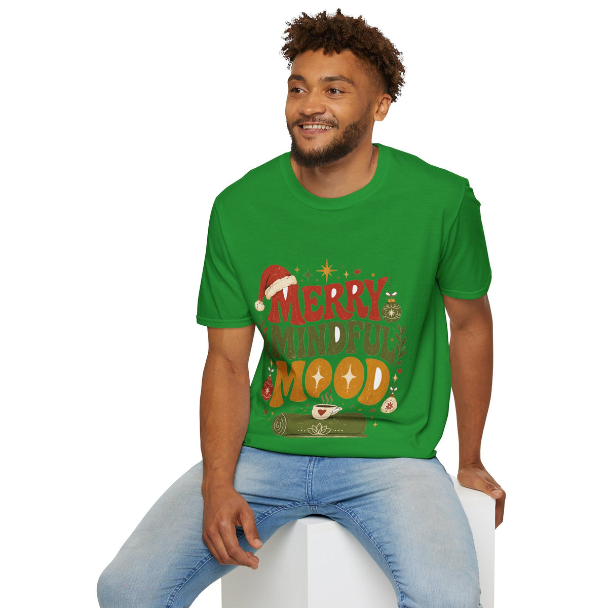 Merry Mindful Mood T-Shirt — Cozy Holiday Christmas Graphic Tee