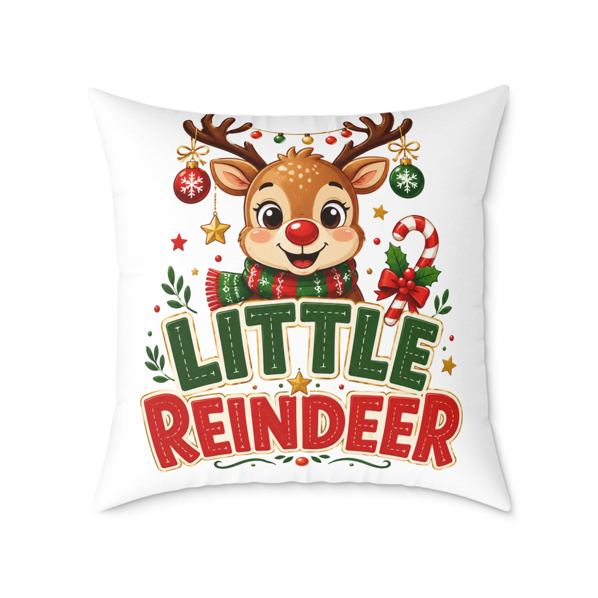 Little Reindeer Christmas Throw Pillow - Cute Kids Holiday Decor