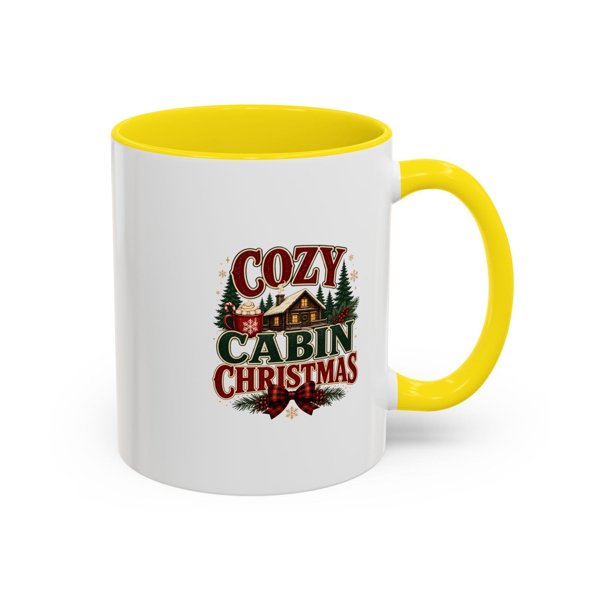Cozy Cabin Christmas Accent Coffee Mug – Holiday Cabin Coffee Cup