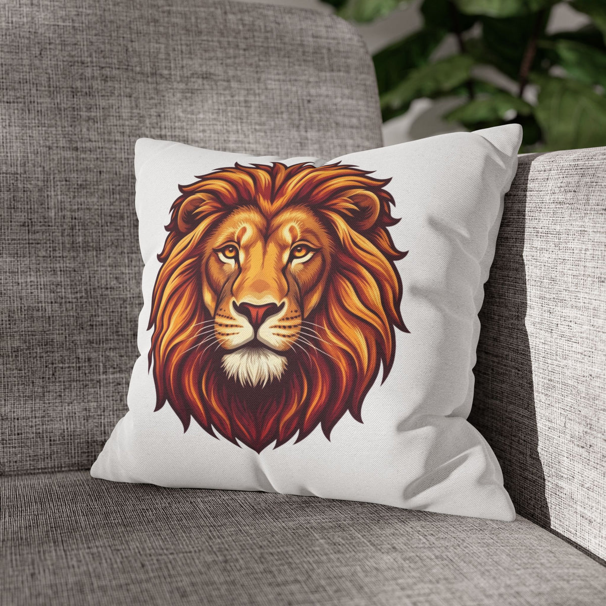 Leo Zodiac Spun Square Pillowcase Lion Face Decorative Pillowcase