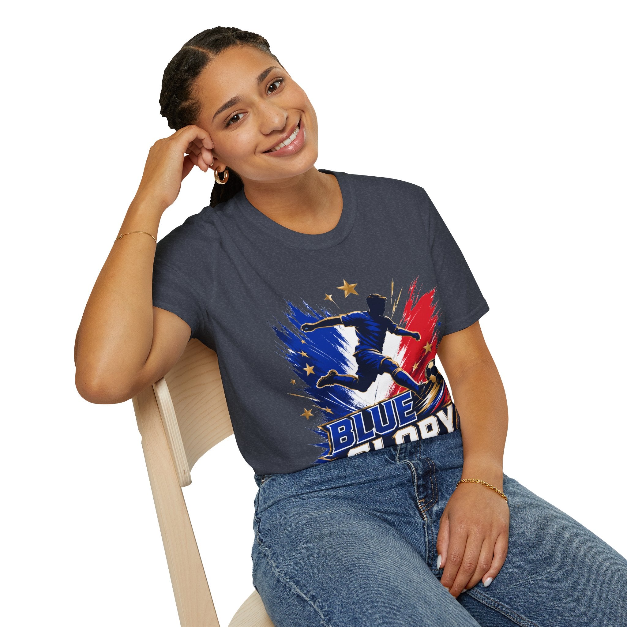 France Soccer T-Shirt — "Blue Glory" Red, White & Blue Player Graphic
