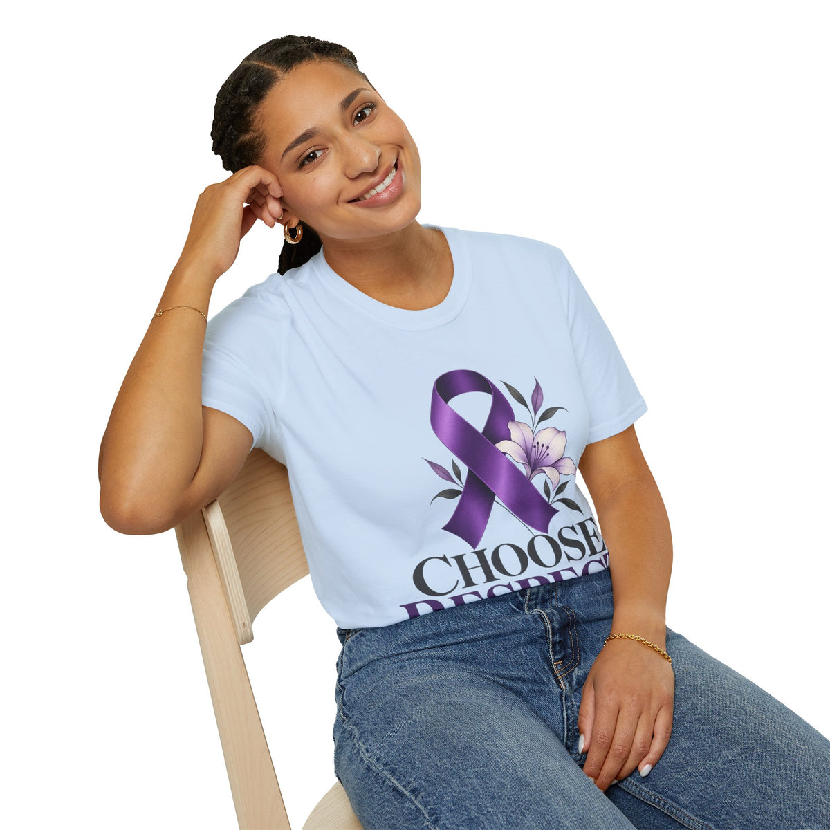 Choose Respect Purple Ribbon T‑Shirt — Domestic Violence Awareness Tee