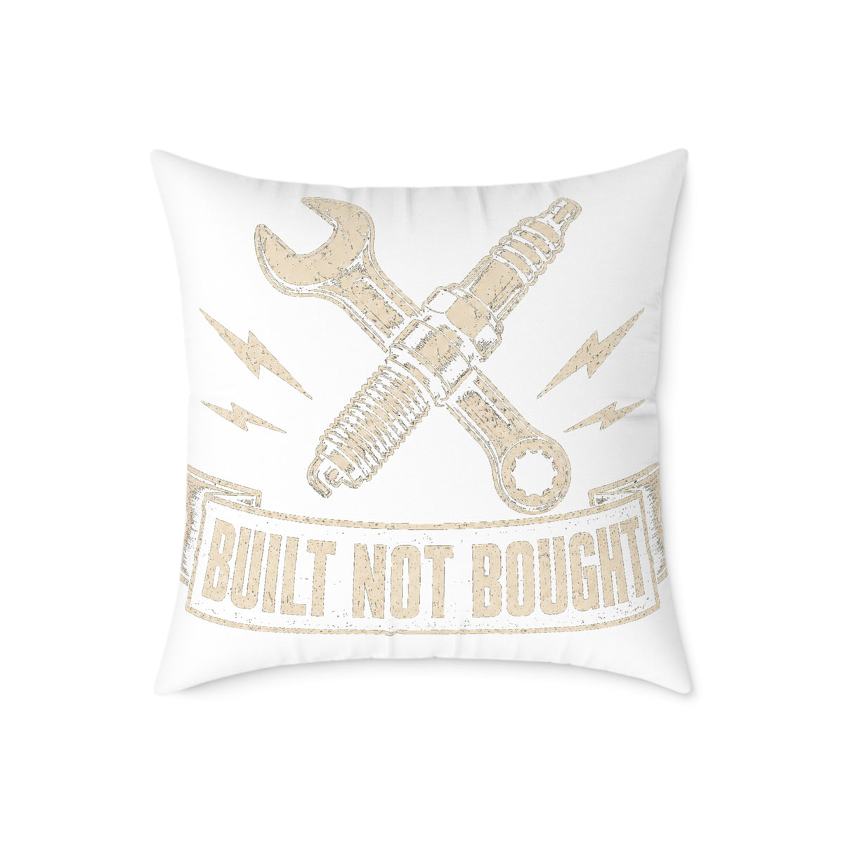 Built Not Bought Pillow - Mechanic Tool Wrench Spark Plug Milo Bailey Dog Dad Mom Decorative Throw Pillow