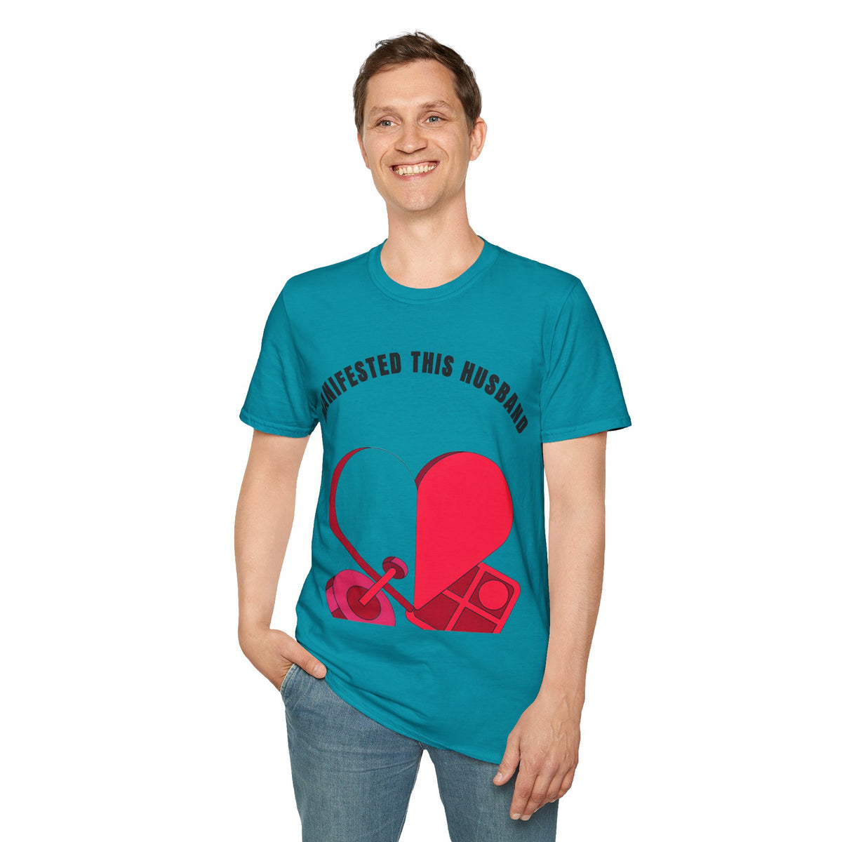 T-Shirt — "Manifested This Husband" Heart Graphic - Trending Now - September 2026