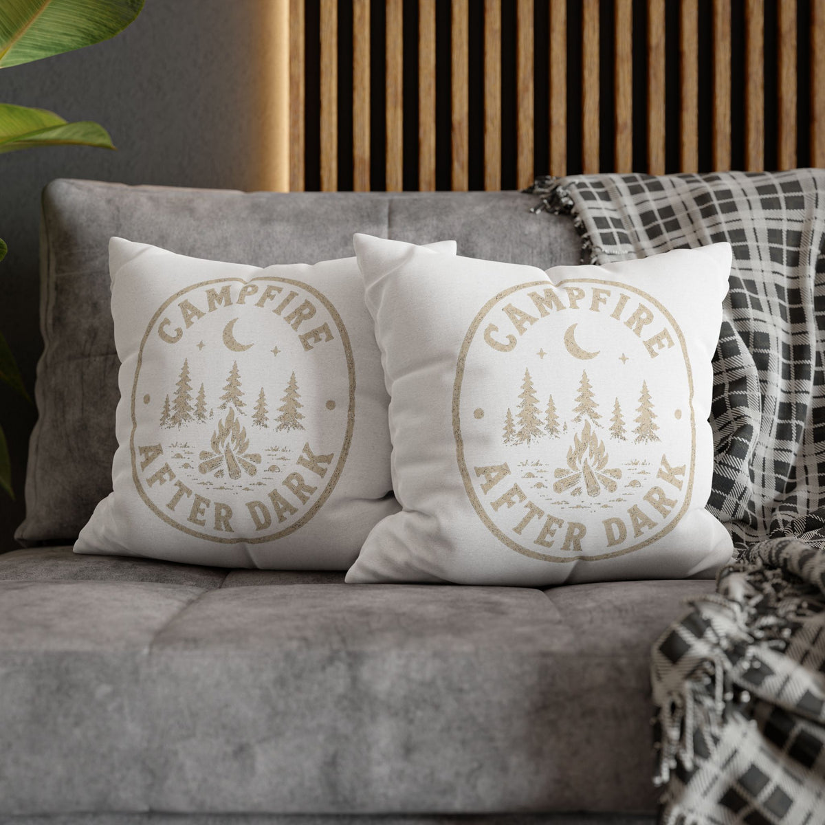Square Pillowcase Milo Bailey Dog Dad Mom - "Campfire After Dark" Rustic Outdoor Accent Pillowcase