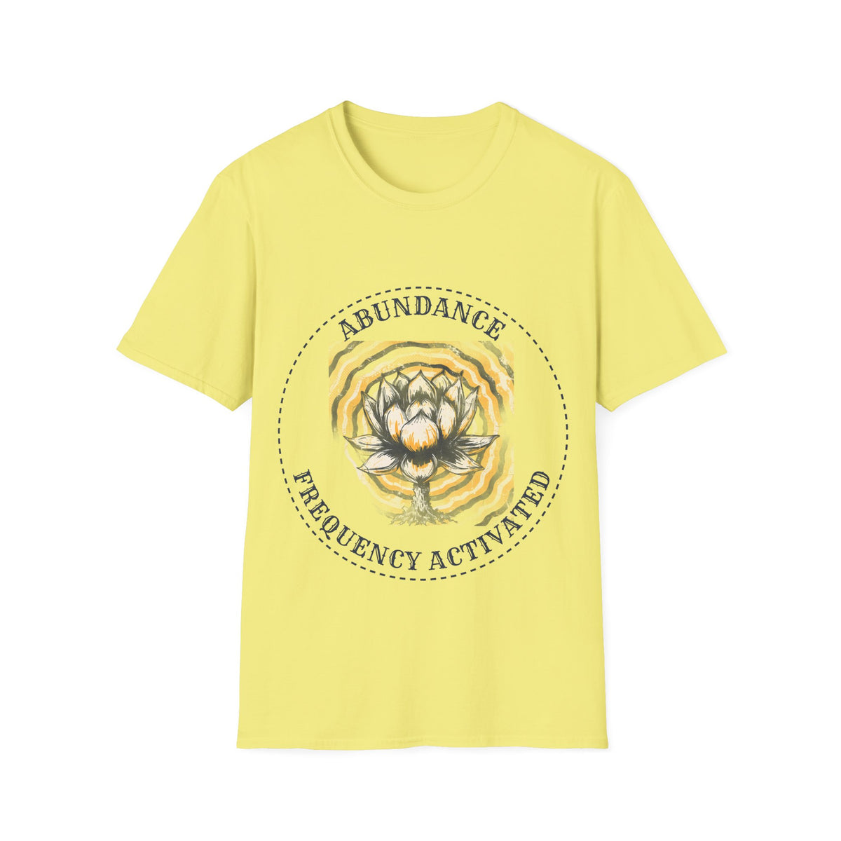 Abundance Frequency Activated Lotus Badge Tee - Spiritual Manifestation Graphic T-Shirt - Trending Now - September 2026
