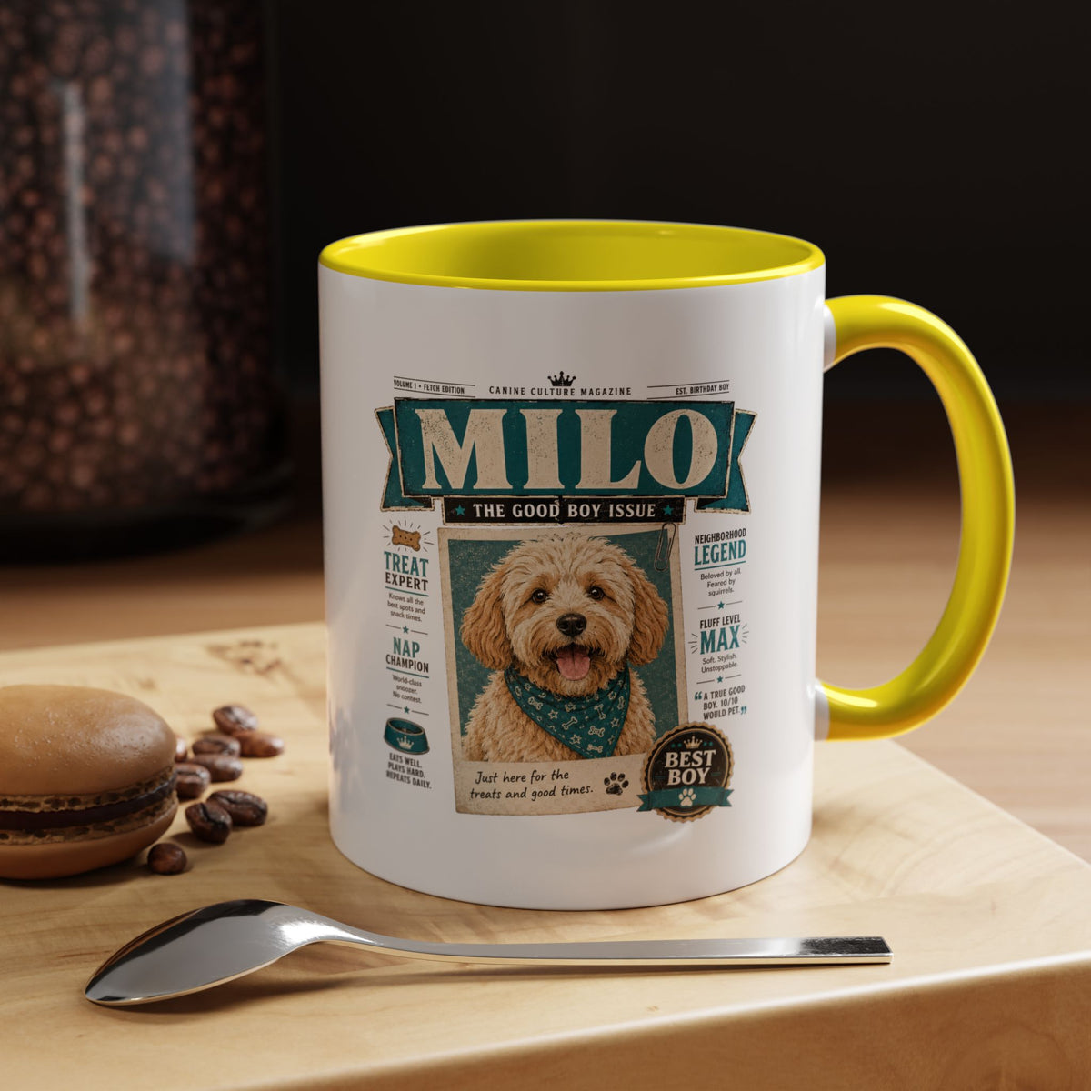Milo Bailey Dog Dad Mom Personalized Dog Mug – “Milo” Good Boy Vintage Pet Coffee Mug
