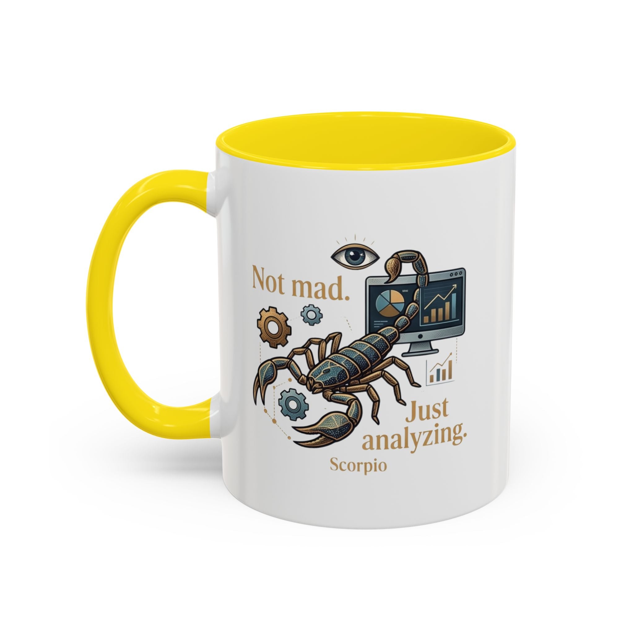 Scorpio Coffee Mug — "Not Mad. Just Analyzing." Accent 11/15oz