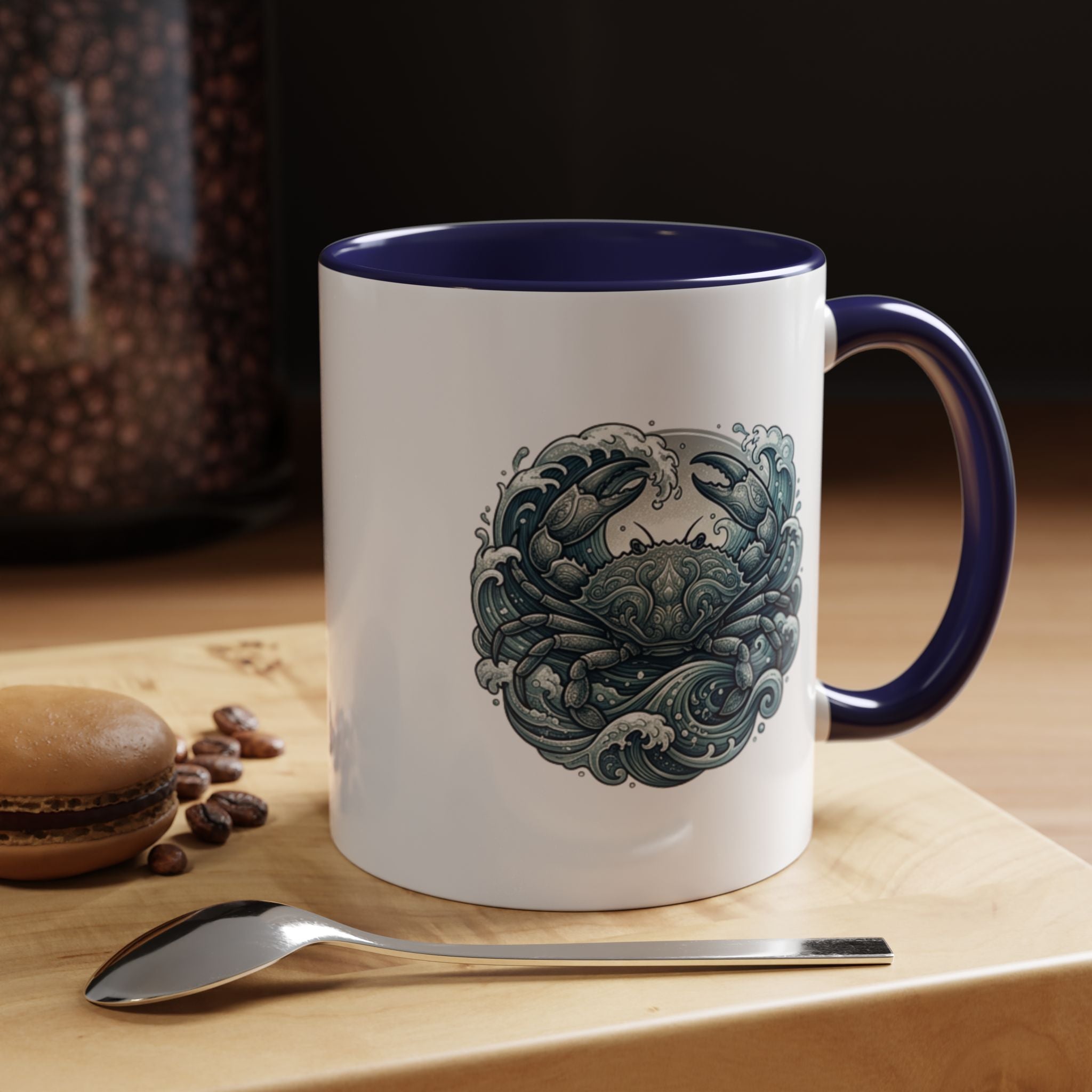 Crab Wave Accent Coffee Mug — Nautical Ocean Art