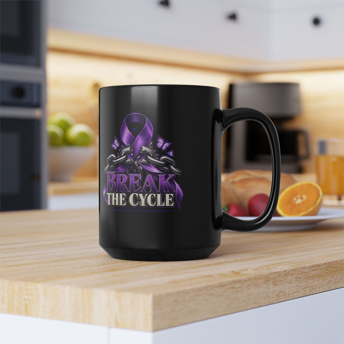 Break the Cycle Mug — Purple Domestic Violence Awareness Ribbon Coffee Cup (11oz & 15oz)