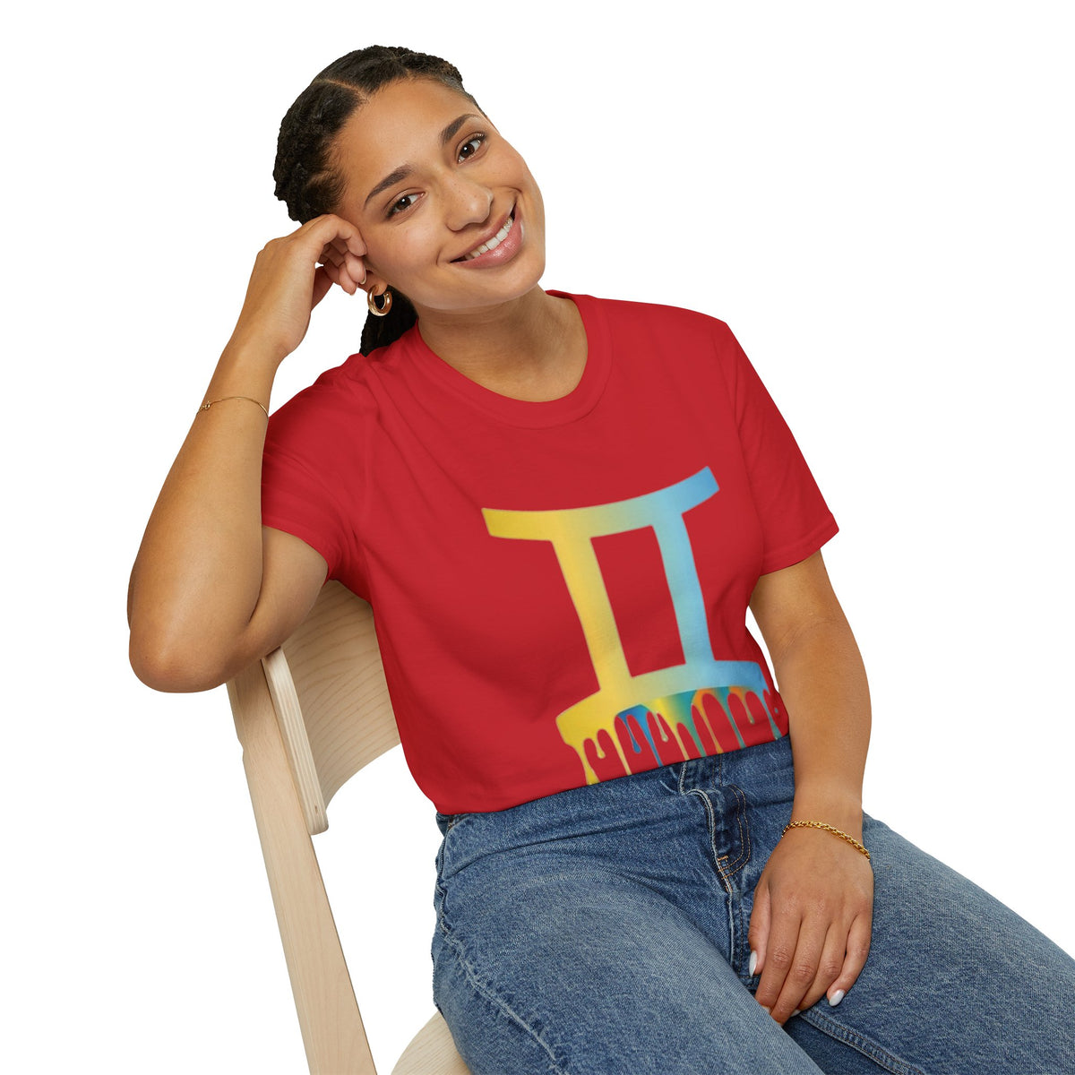 Gemini Drip Zodiac T-Shirt — Rainbow Gemini Symbol Tee