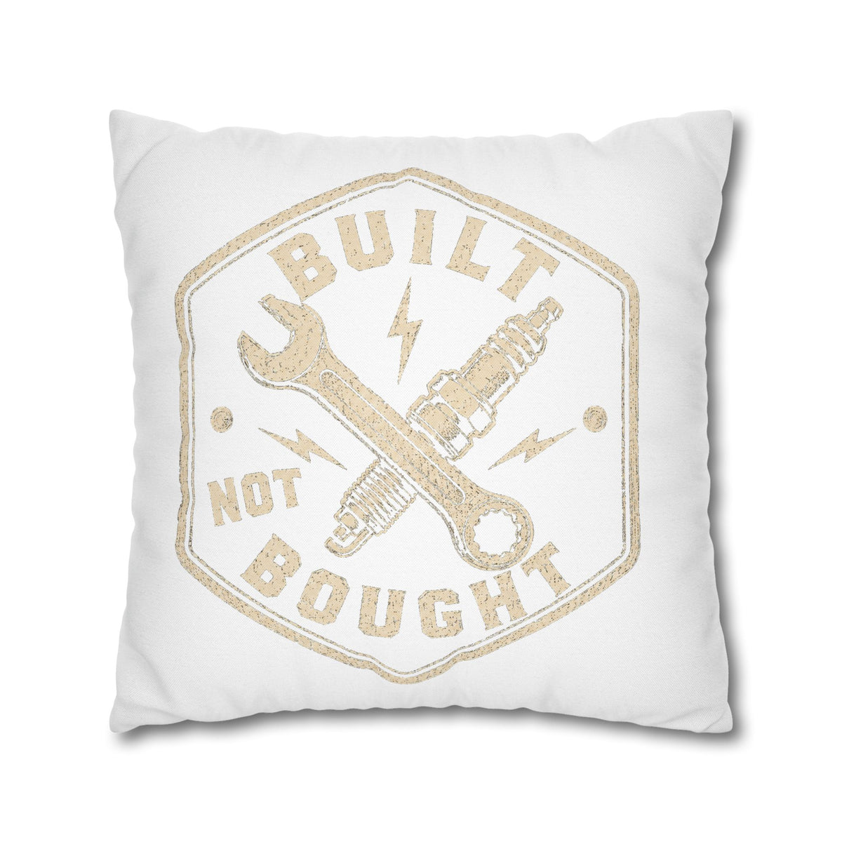 Built Not Bought Decorative Pillowcase –Milo Bailey Dog Dad Mom  Mechanic Wrench & Spark Plug Accent Cushion Cover