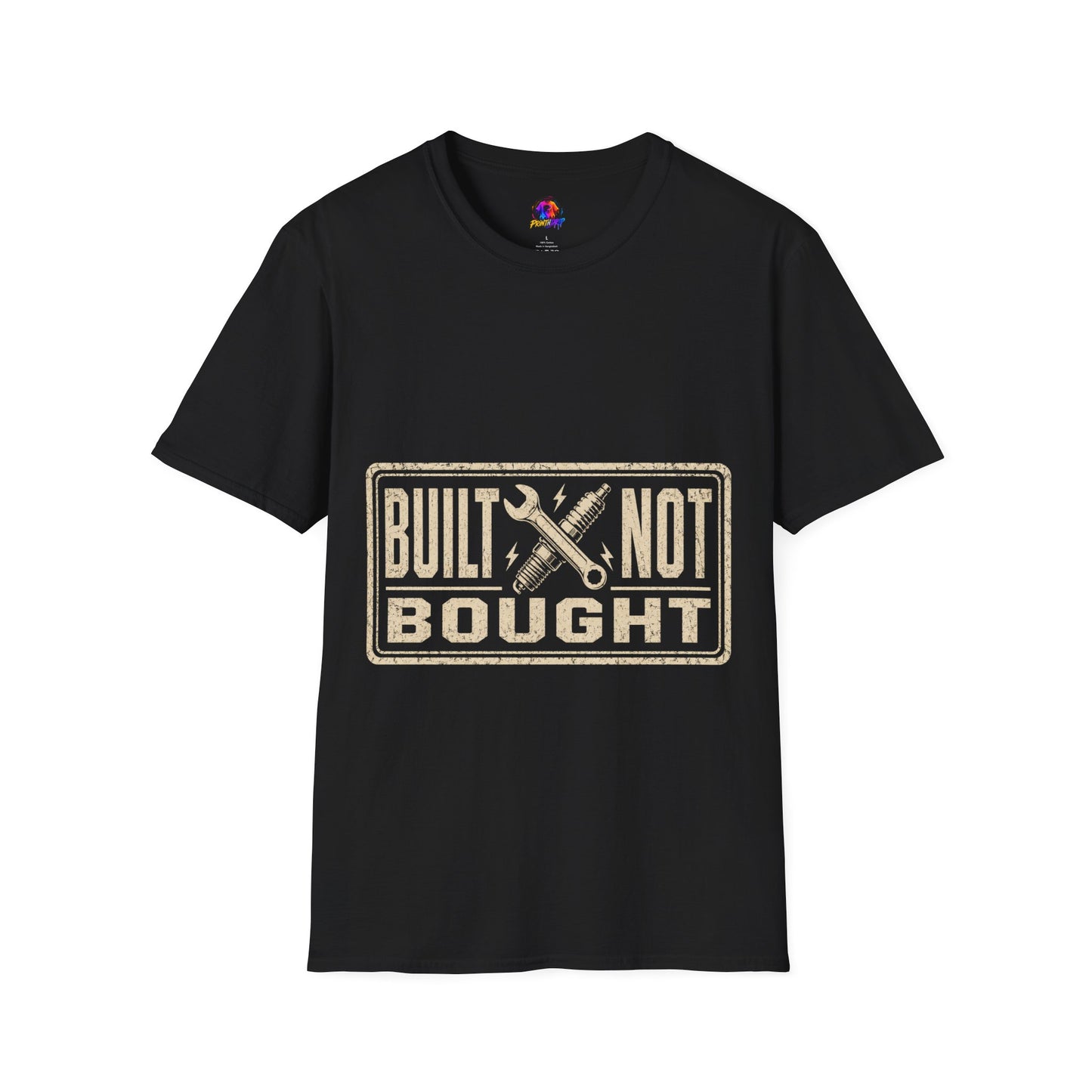Built Not Bought T-Shirt — Vintage Mechanic Workwear Tee