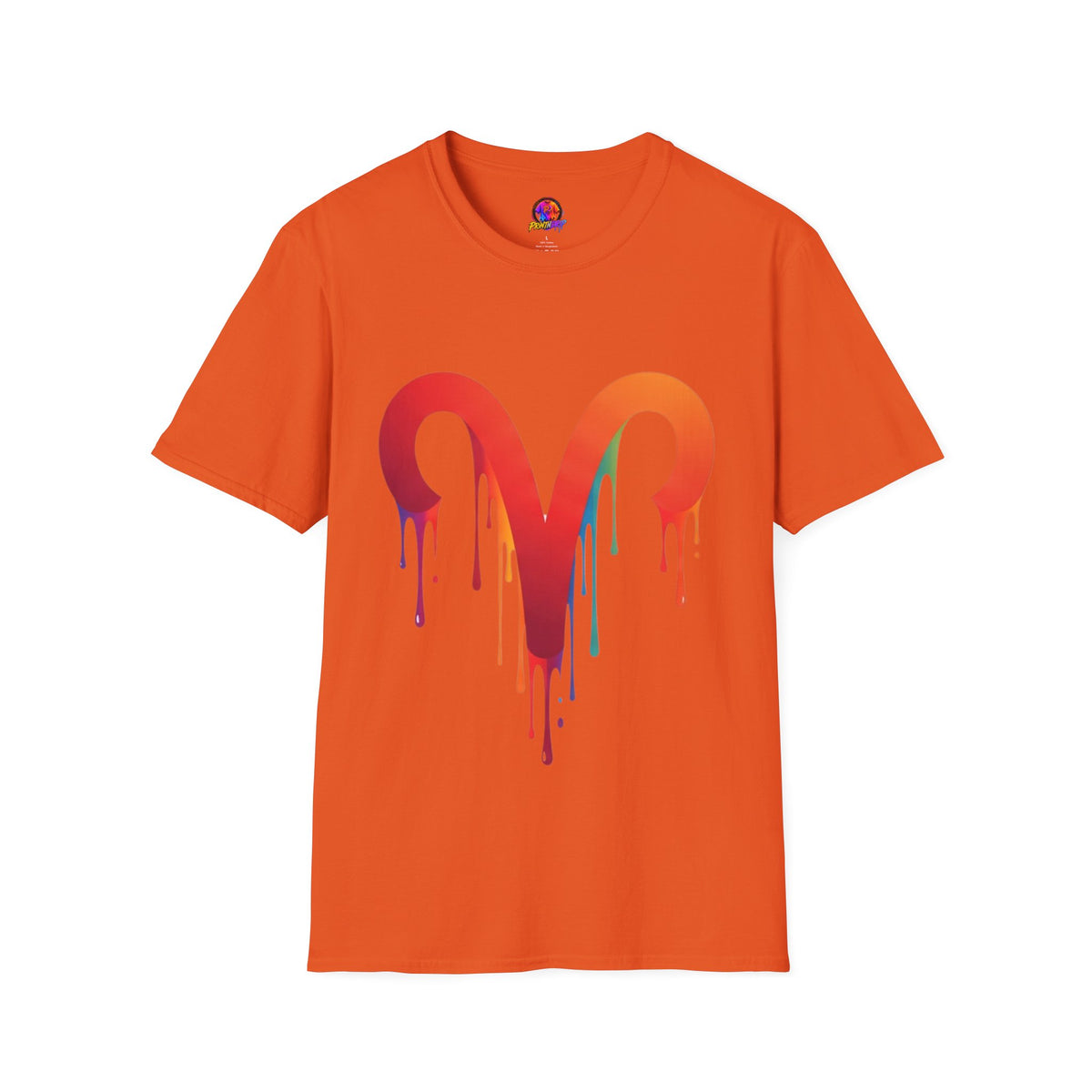 Aries Rainbow Drip T-Shirt — Colorful Dripping Zodiac Graphic Tee