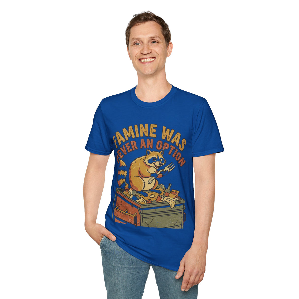 Funny Raccoon T‑Shirt — "Famine Was Never An Option" Retro Graphic Tee - Trending Now - September 2026
