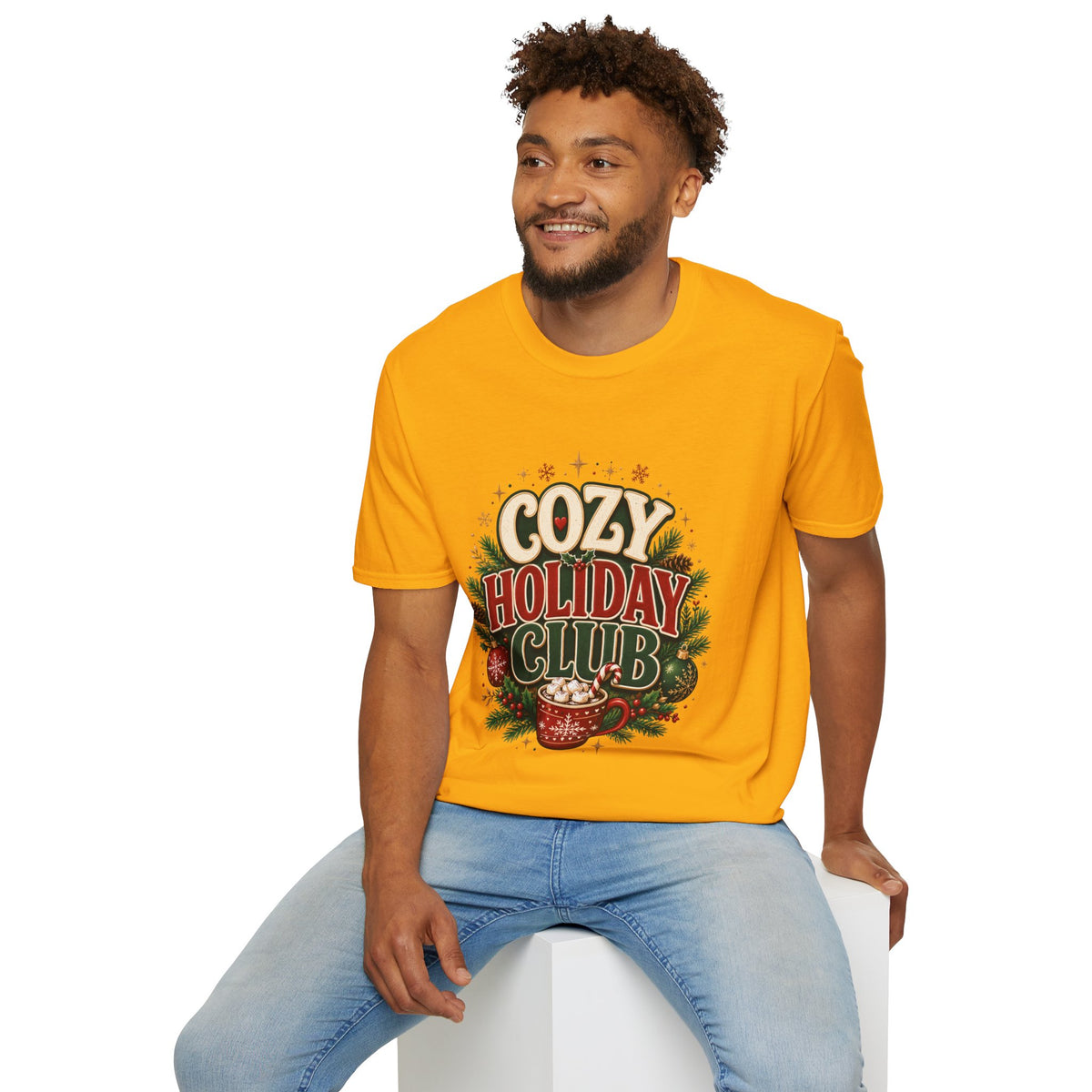 Cozy Holiday Club T-Shirt — Festive Christmas Cozy Cocoa Graphic Tee