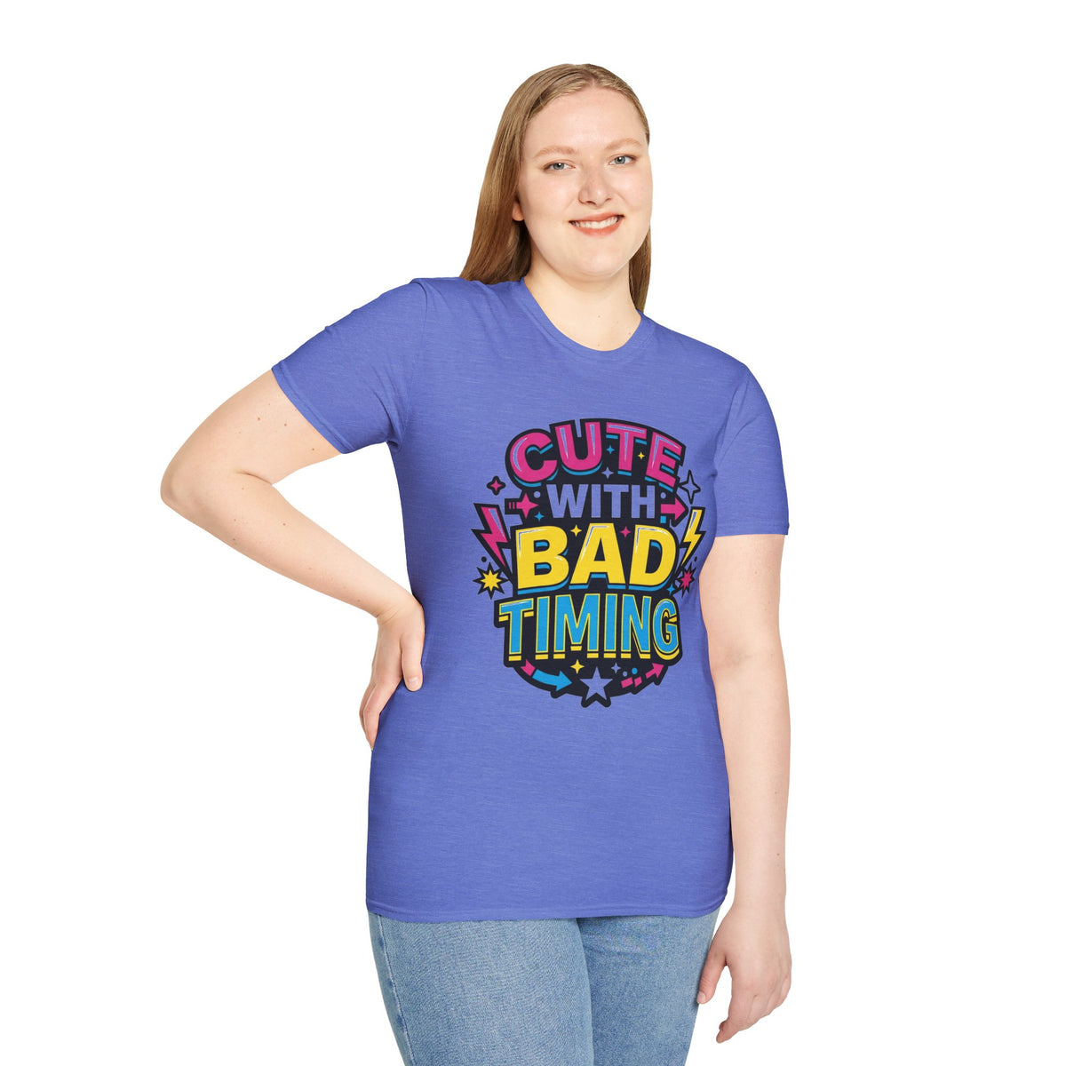 Cute But Bad Timing Graphic T-Shirt — Funny Retro Rainbow Tee - Trending Now - August 2026