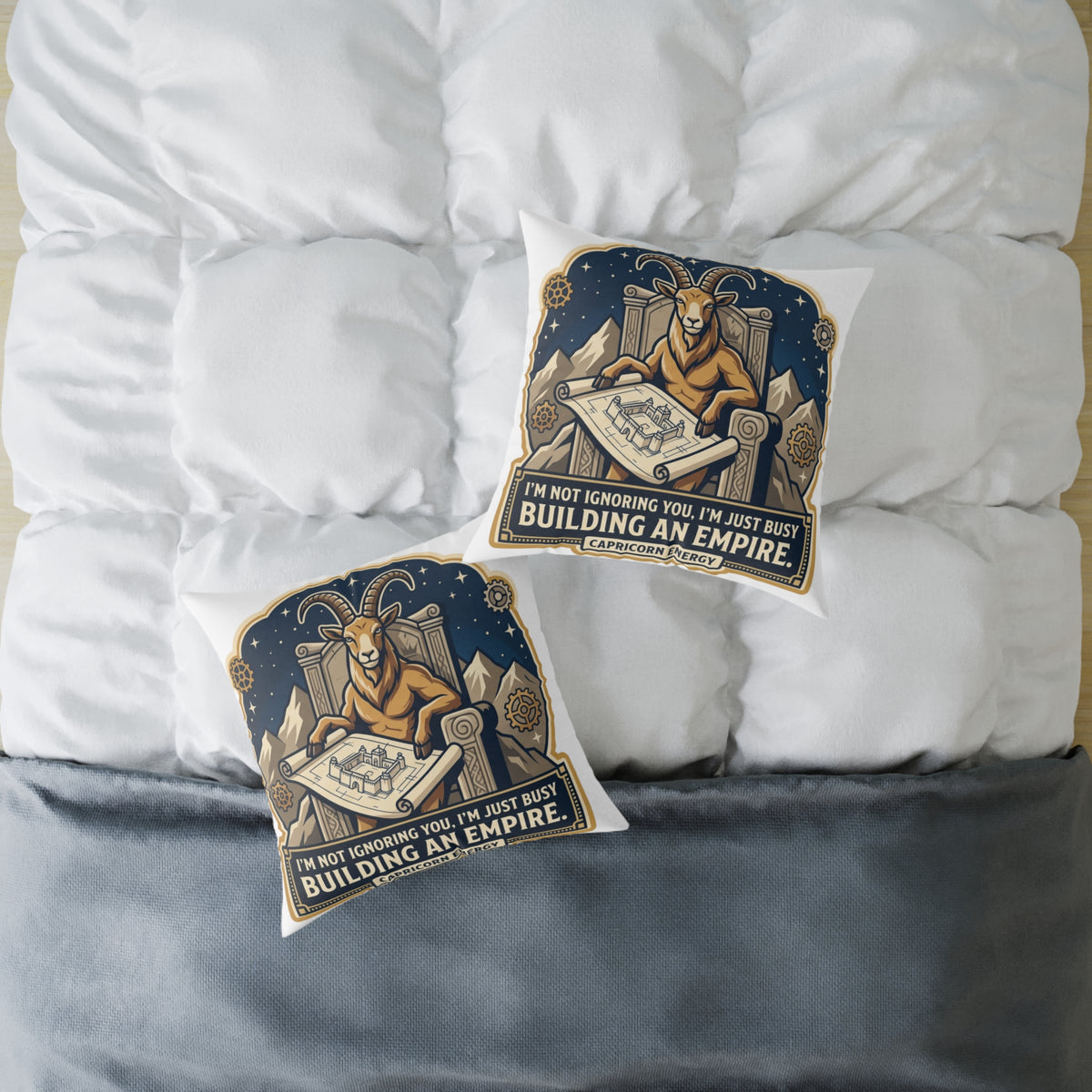 Capricorn Zodiac Pillow I'm Not Ignoring You I'm Just Busy Building An Empire Square Poly Canvas Pillow
