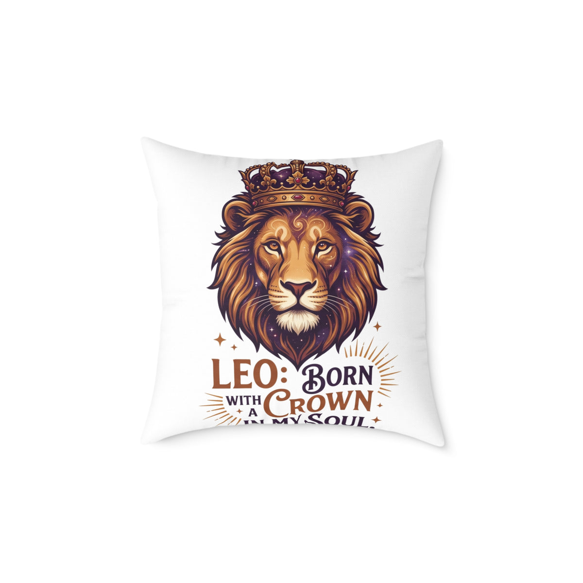 Leo Zodiac Born With A Crown Square Poly Canvas Pillow