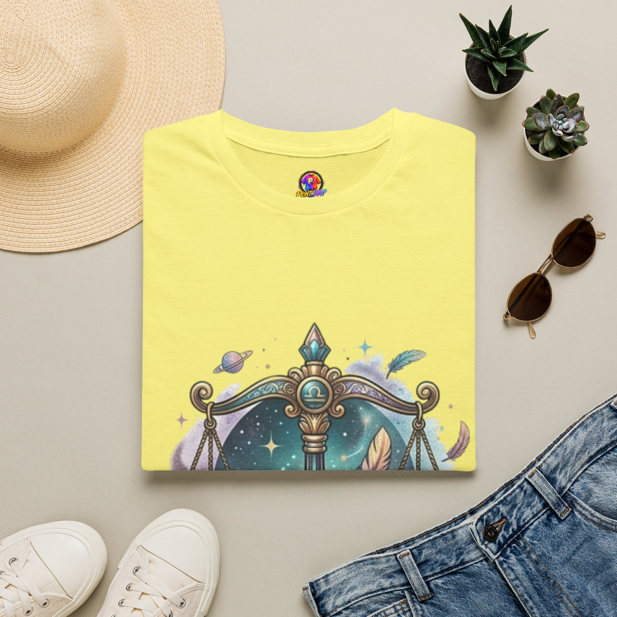 Libra Scales Zodiac T-Shirt — Celestial Astrology Graphic Tee