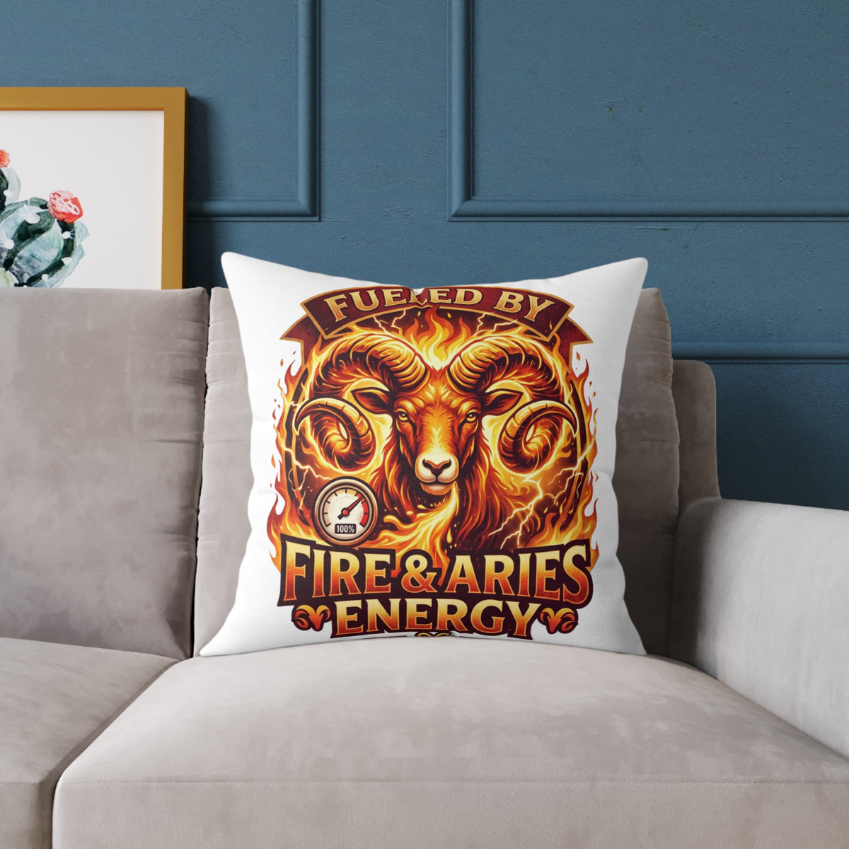 Zodiac Aries Pillow Fueled By Fire And Aries Energy Square Poly Canvas Pillow