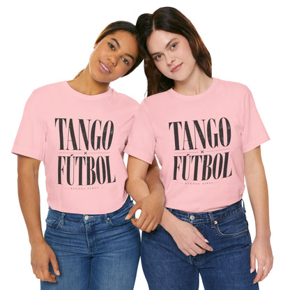 Argentina - Tango y Fútbol Graphic Tee - Bold Serif Soccer & Dance Shirt