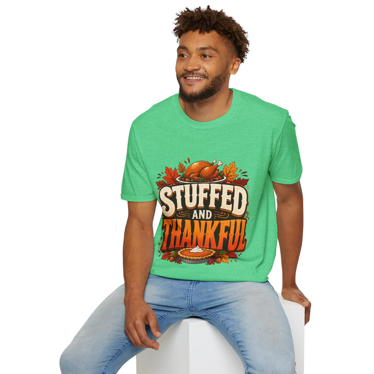 Thanksgiving T-Shirt — "Stuffed and Thankful" Turkey Design
