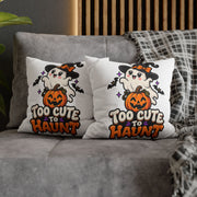 Halloween Pillowcase — "Too Cute to Haunt" Ghost Pumpkin Decorative Pillow Cover