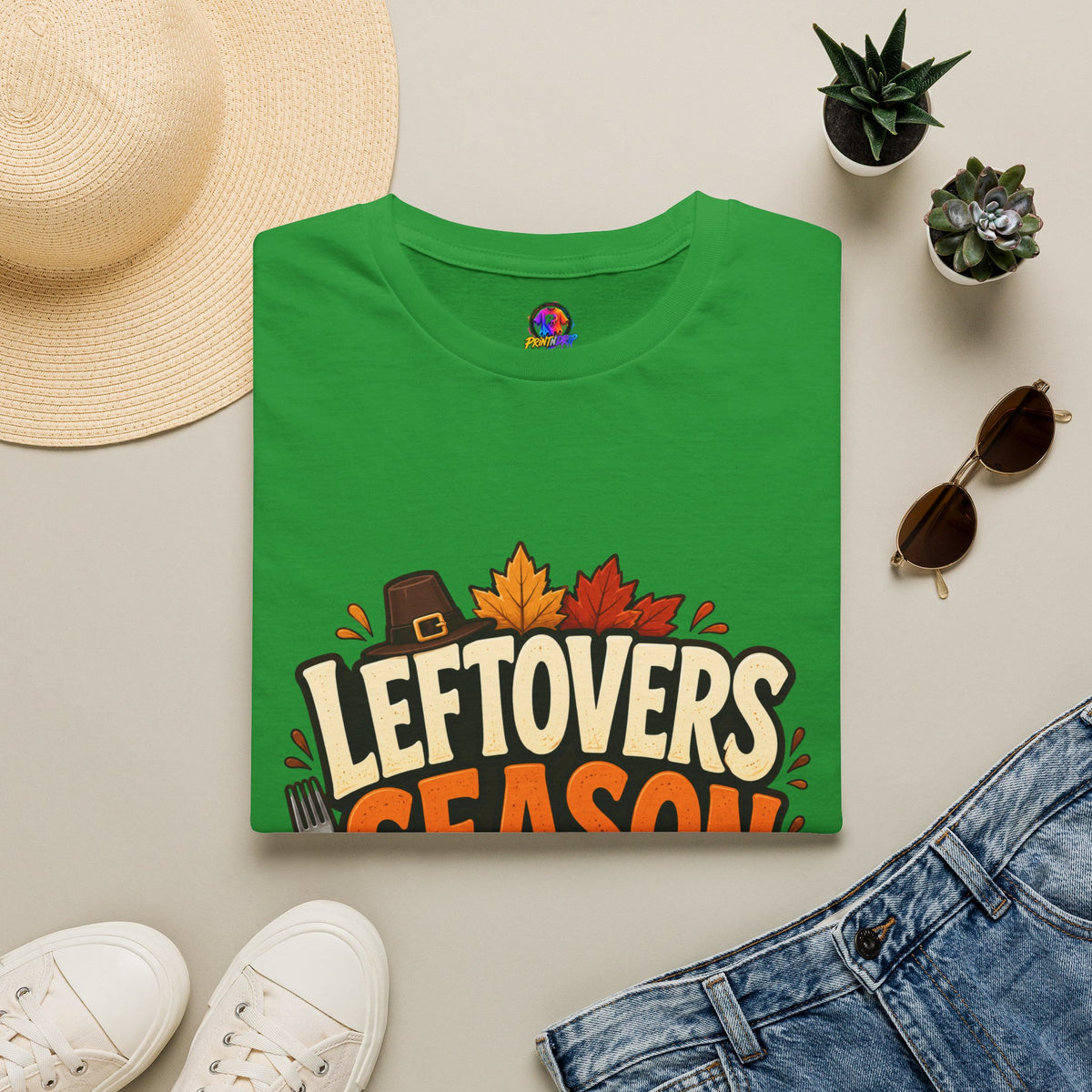 Thanksgiving T-Shirt Leftovers Season T-Shirt — Funny Thanksgiving Turkey & Pie Graphic Tee