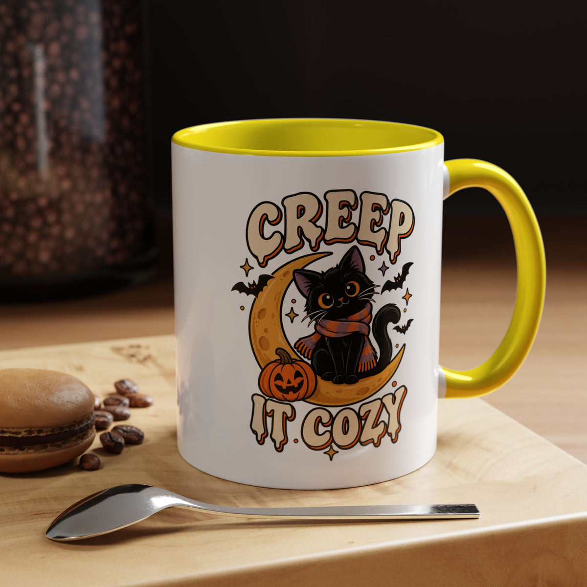 Creepy It Cozy Black Cat Halloween Accent Coffee Mug (11/15oz)