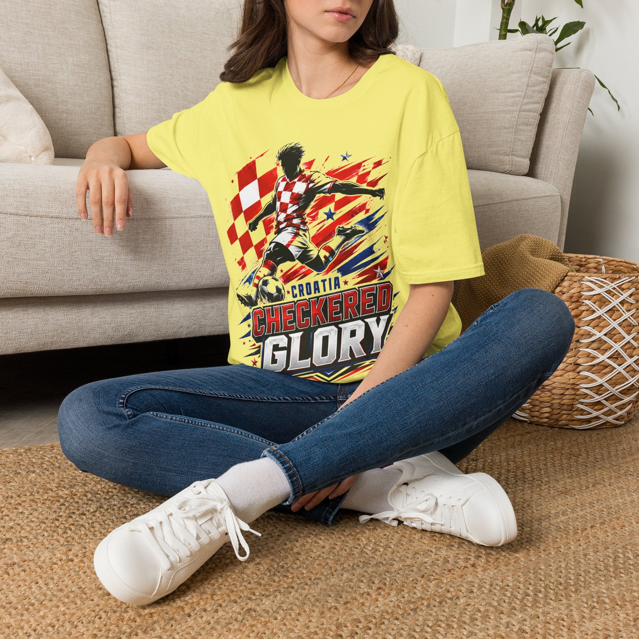 Checkered Glory T-Shirt — Croatia Soccer Fan Tee
