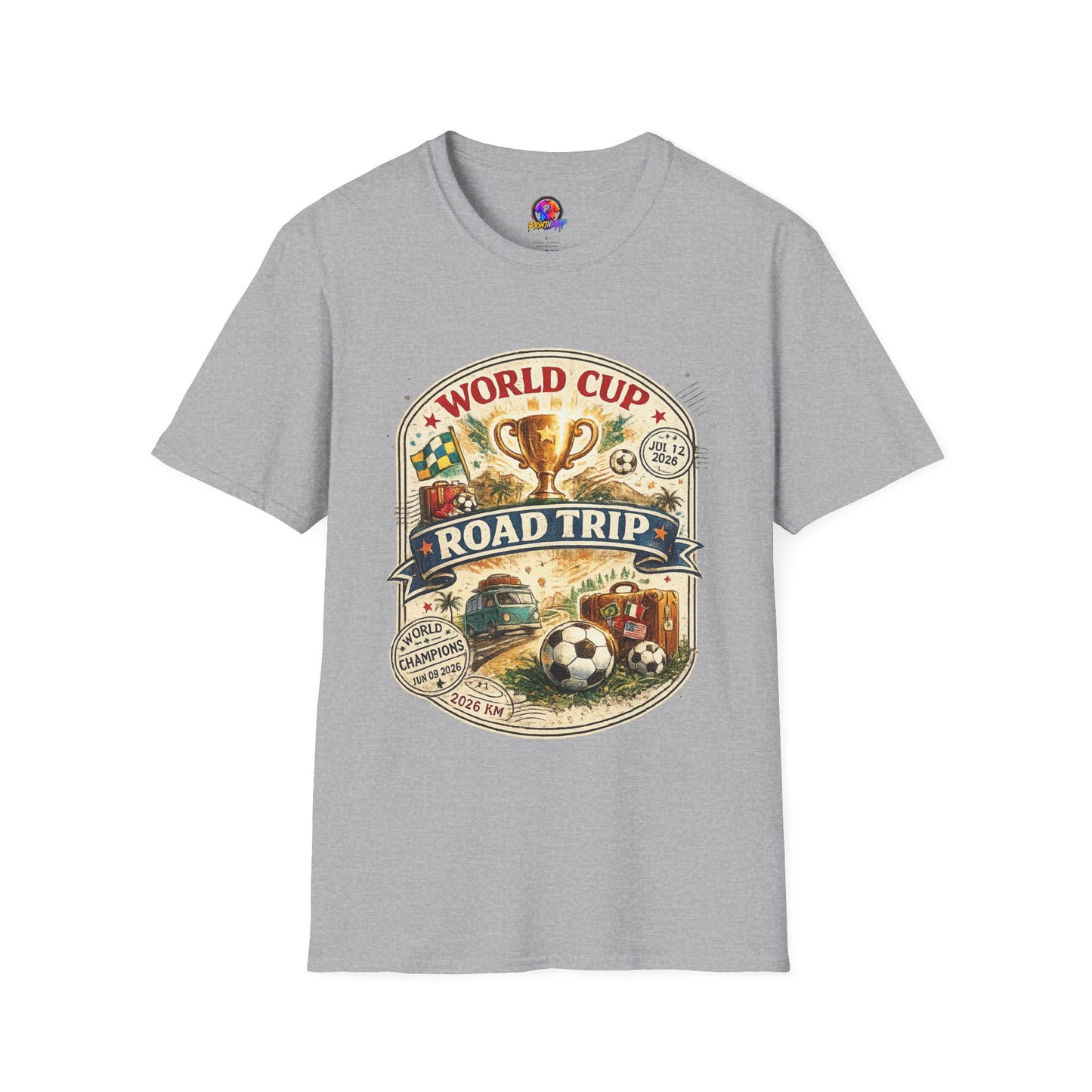World Cup Road Trip T-Shirt — Vintage Soccer Trophy Design