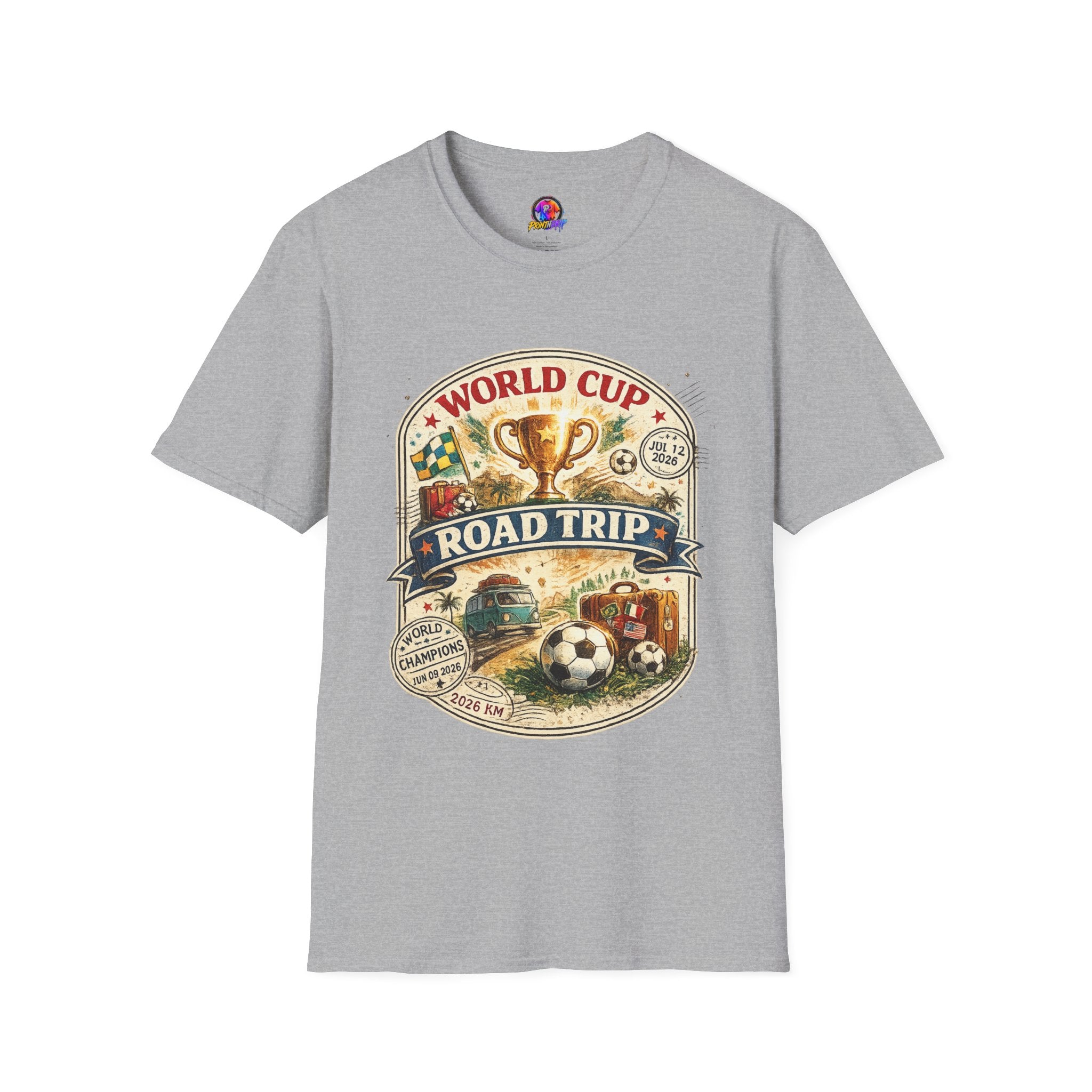 World Cup Road Trip T-Shirt — Vintage Soccer Trophy Design