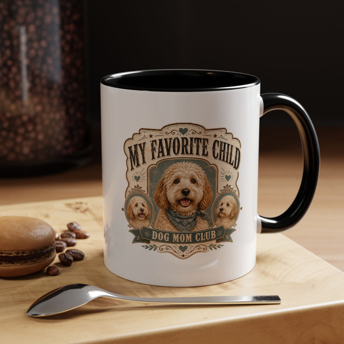 Milo Bailey Dog Dad Mom My Favorite Child Dog Mom Club Accent Coffee Mug – Cute Doodle Dog Mother's Day Gift