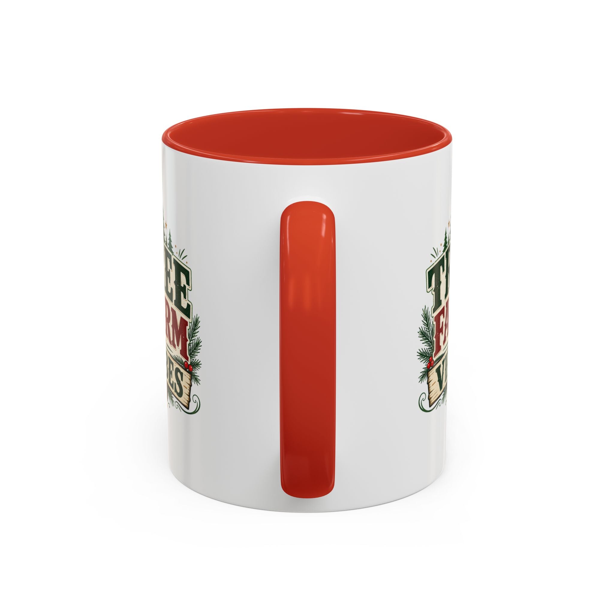 Tree Farm Vibes Accent Coffee Mug — Rustic Christmas Holiday Coffee Cup